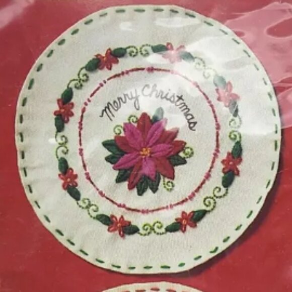 Vintage Christmas Holiday Jar Toppers Stitchery Crewel Creative Circle Kit #2222 - Picture 5 of 8